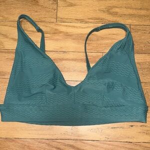 Aerie Green Textured Scoop Bikini Top